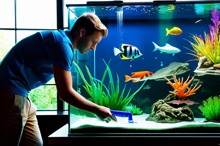 Aquarium maintenance in progress