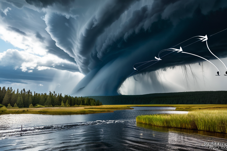 Diagram showing how waterspouts lift fish into storm clouds