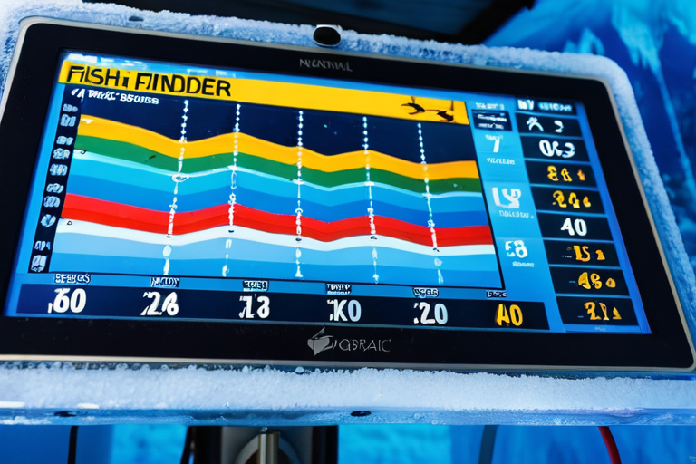 Modern fish finder display showing fish under ice