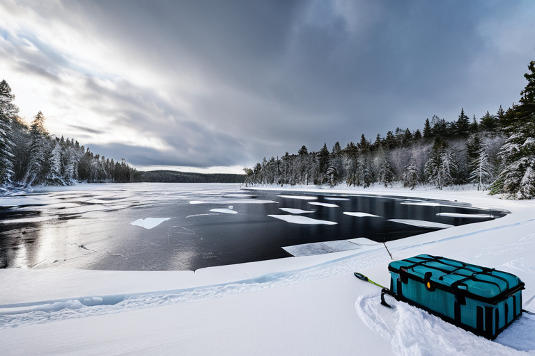 Tip-downs deployed across frozen lake