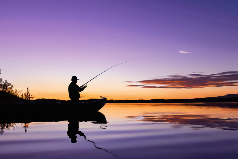 Peaceful fishing at sunset