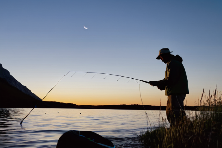 Angler demonstrating moon phase fishing technique
