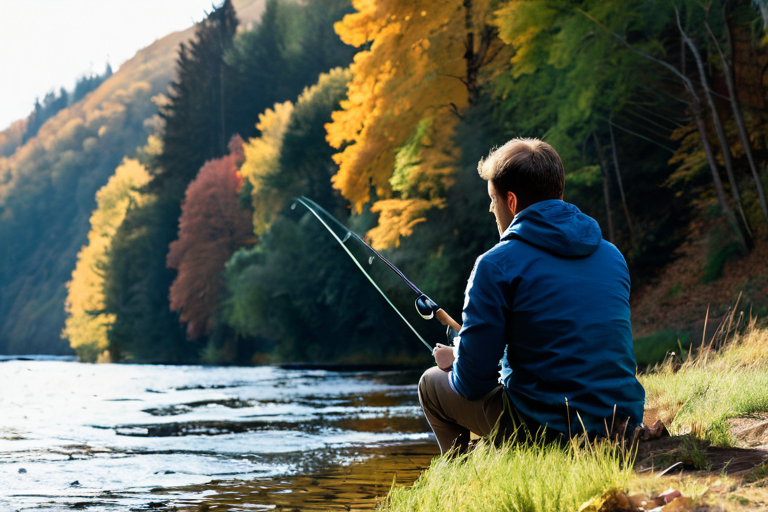 Angler carefully observing water surface for signs of fish activity