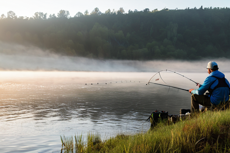 Angler observing water conditions and fish behavior