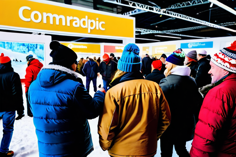 Community gathering at the St. Paul Ice Fishing Show with people in winter attire