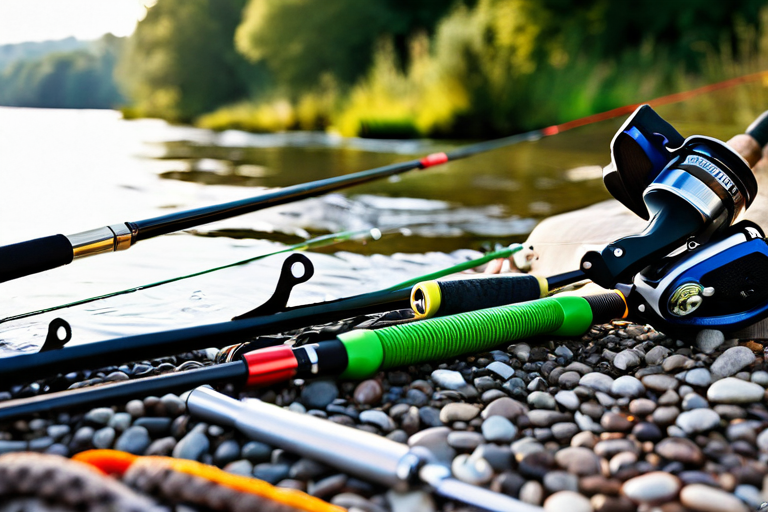 Detailed view of drift fishing rod and reel setup