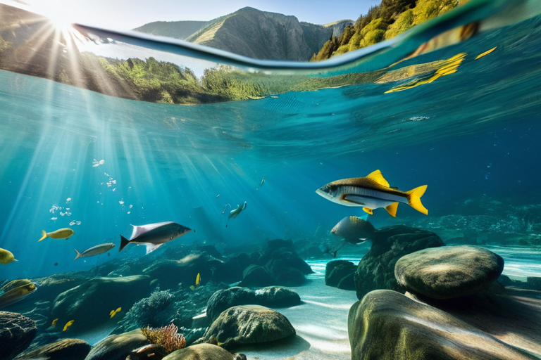 Fish feeding in river current lanes