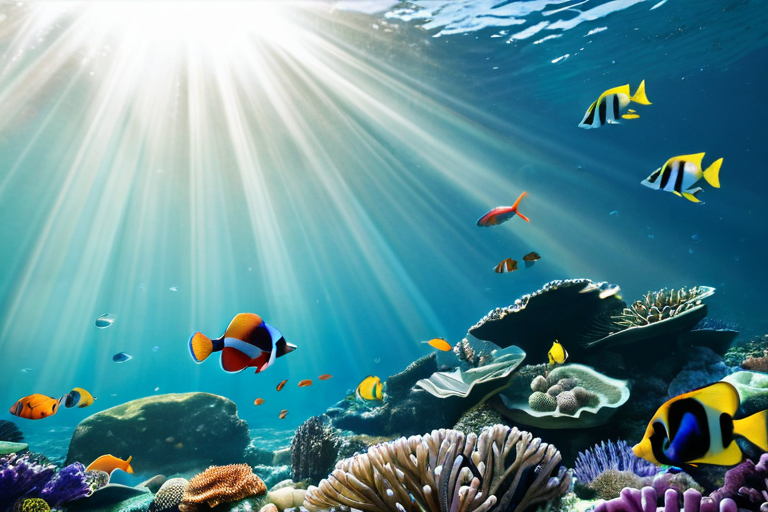 Rainbow Fish swimming alone while other fish watch from distance