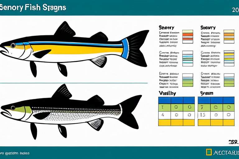 Diagram showing winter fish sensory adaptations and detection ranges