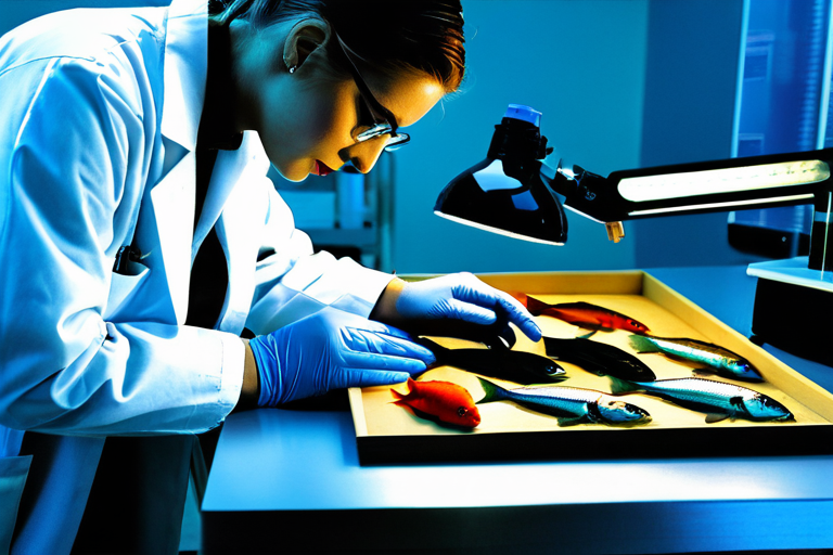 Scientist examining fish specimens from rain event