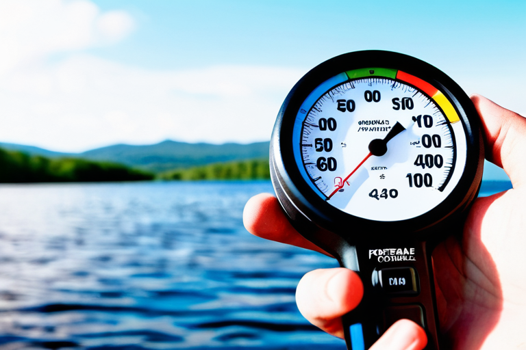 Angler checking barometer