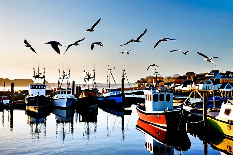 Gloucester fishing port with boats docked