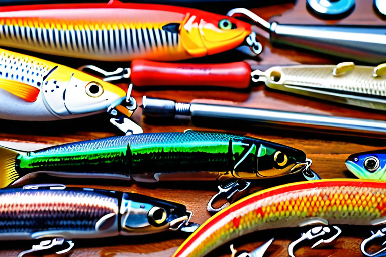 Variety of fishing tackle and lures