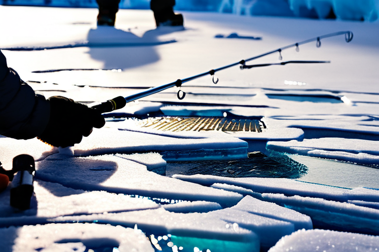 Demonstration of ice fishing techniques