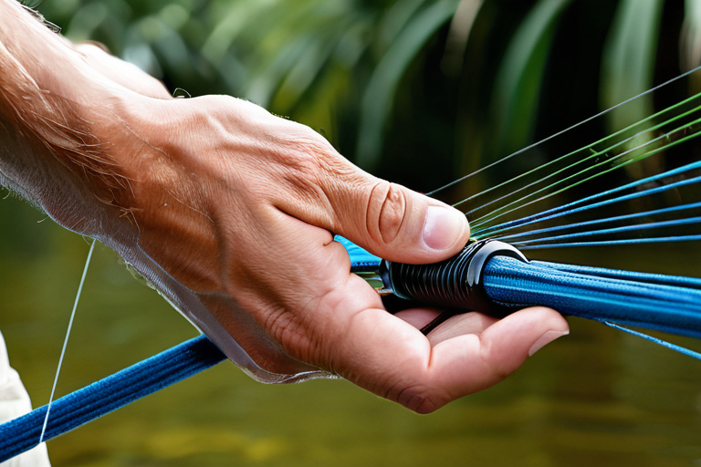 Close-up of handline fishing technique showing proper hand positioning