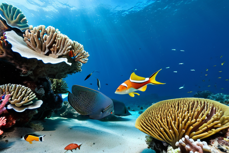Bolt cutter fish demonstrating hunting behavior on coral reef