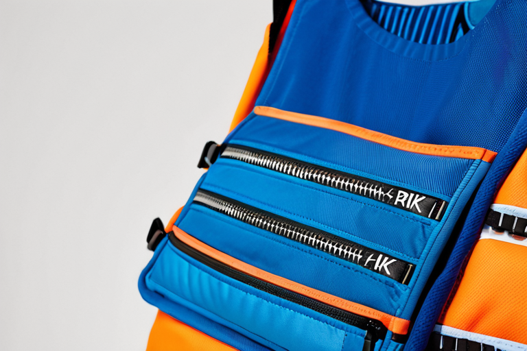 Close-up of ice fishing bib features like pockets and zippers