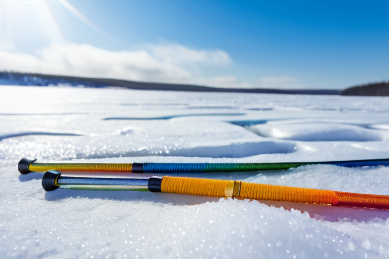 Color spectrum of ice fishing jigs on snow