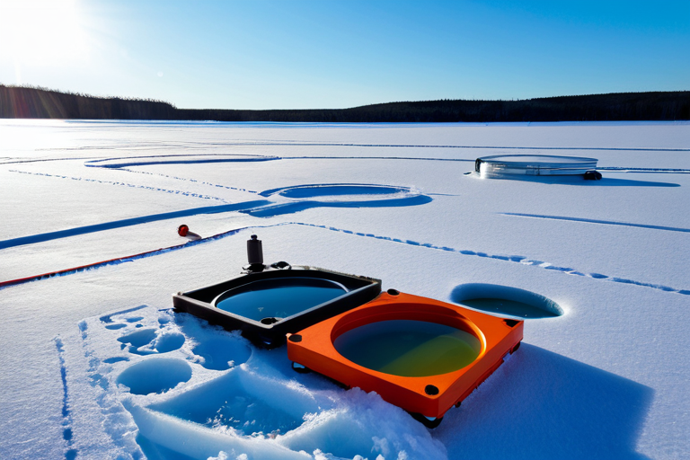 Testing different materials for ice fishing hole covers