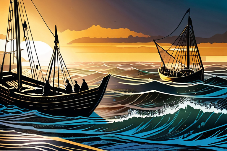 Medieval fishing boats with dual methods