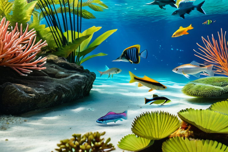 Diverse small fish species in natural habitat