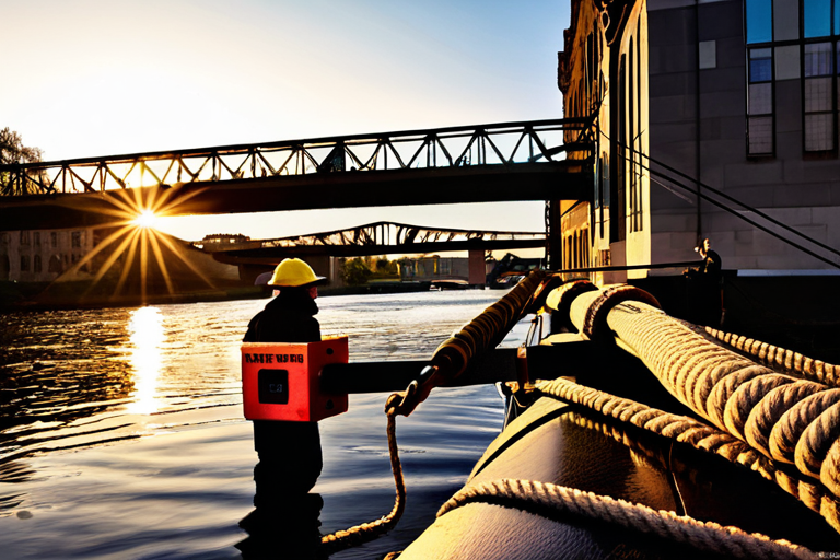 Modern magnet fisher recovering historical artifact from urban canal