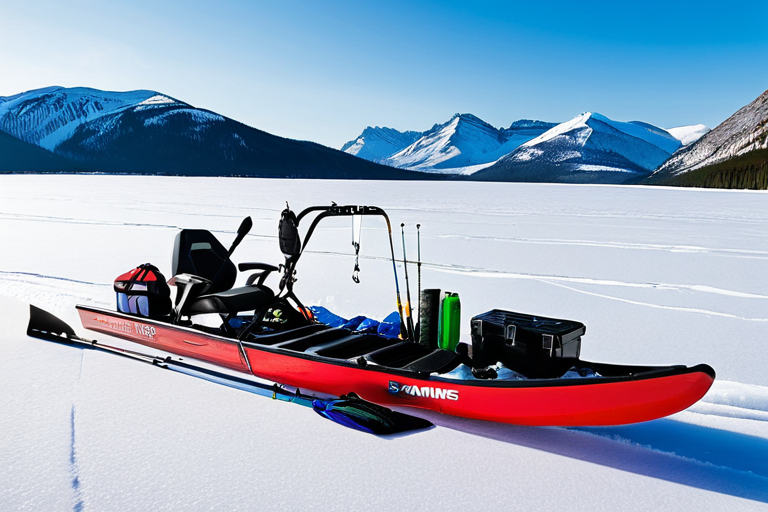 Organized ice fishing gear in sled