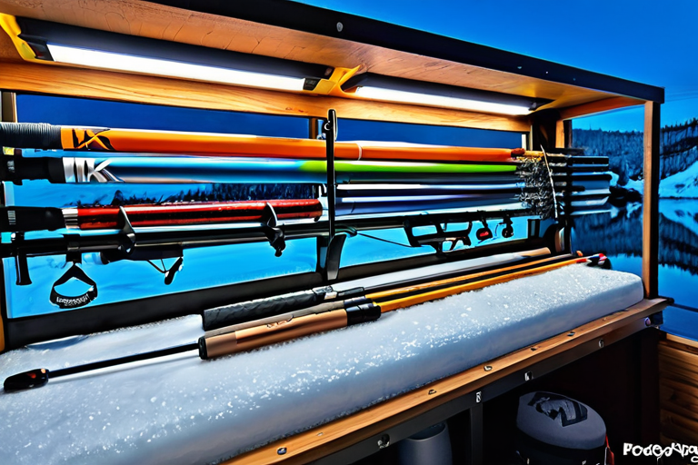 Rail mount ice fishing rod holder system