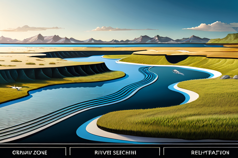 Cross-section of river showing different depth zones