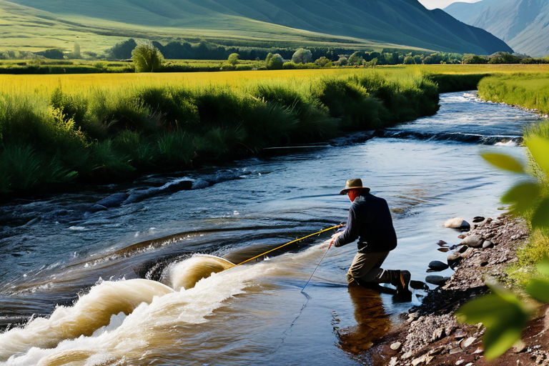 Handline fishing in river environment