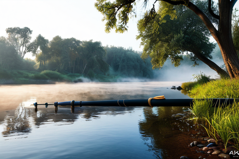 Serene riverbank fishing scene
