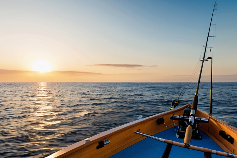 Saltwater fishing boat at sunrise