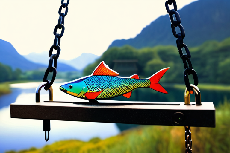 Visual metaphor of balance between fishing and cybersecurity