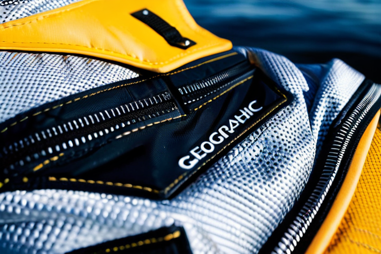 Detailed view of specialized ice fishing suit features