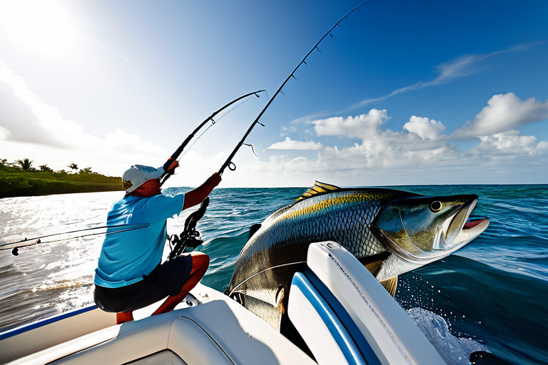 Angler fighting a large tarpon