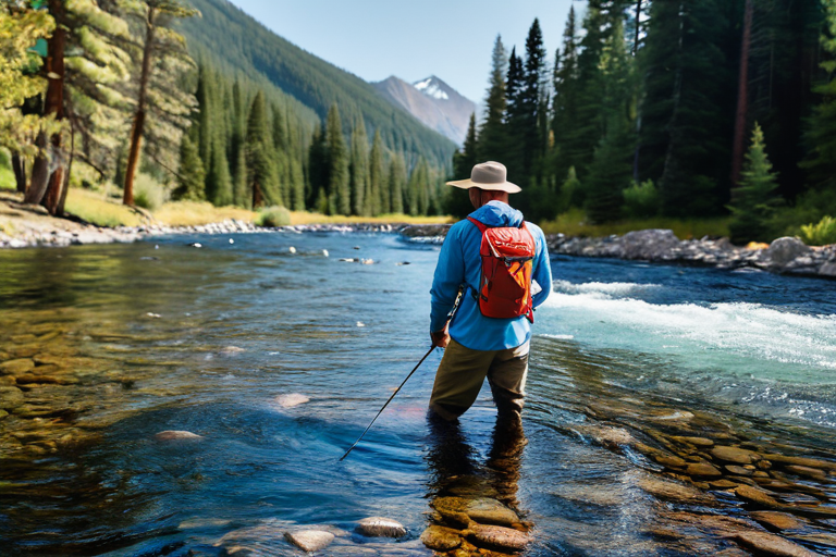 Tenkara fishing in North American mountain stream