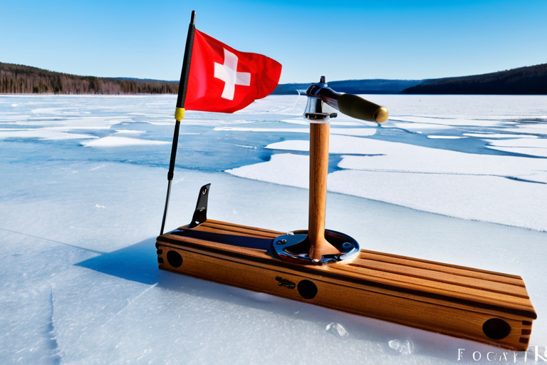 Traditional tip-up style ice fishing rod holder