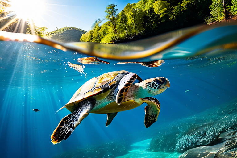 Fly River turtle swimming underwater