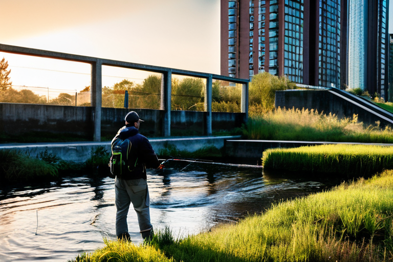 Fishing near urban drainage structure