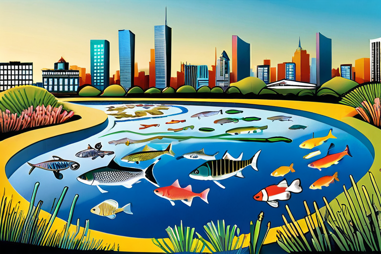 Diverse micro-fish species in urban setting