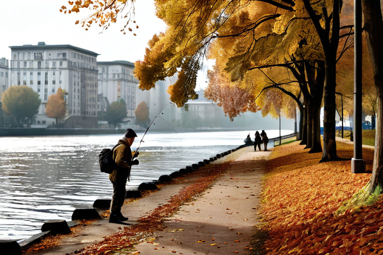 Seasonal urban fishing scene