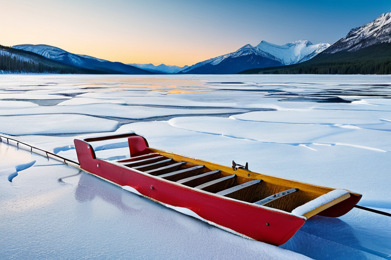 1950s vintage ice fishing sled with wooden construction