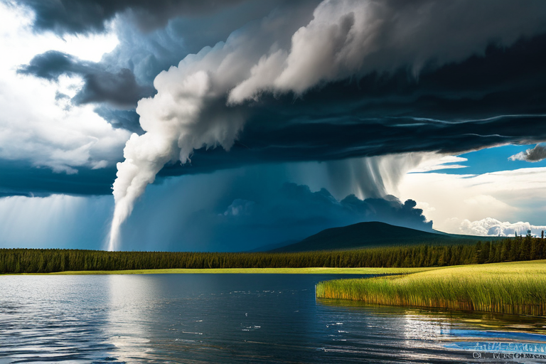 Waterspout lifting fish into atmosphere