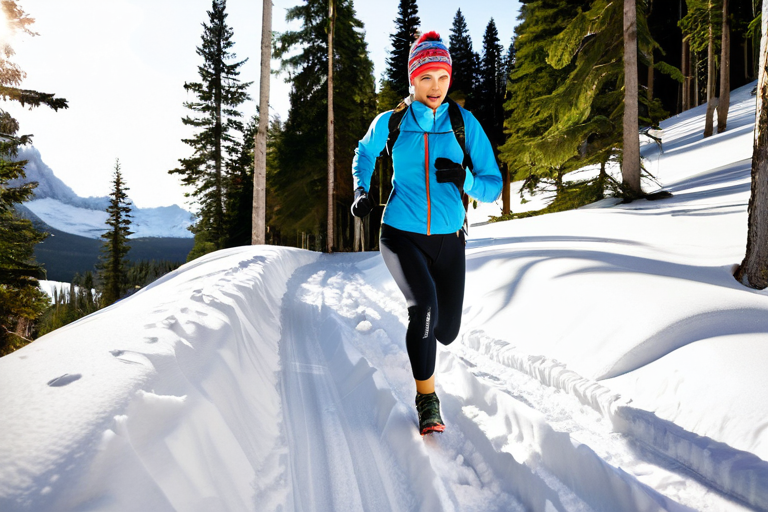 Runner demonstrating proper winter trail running technique
